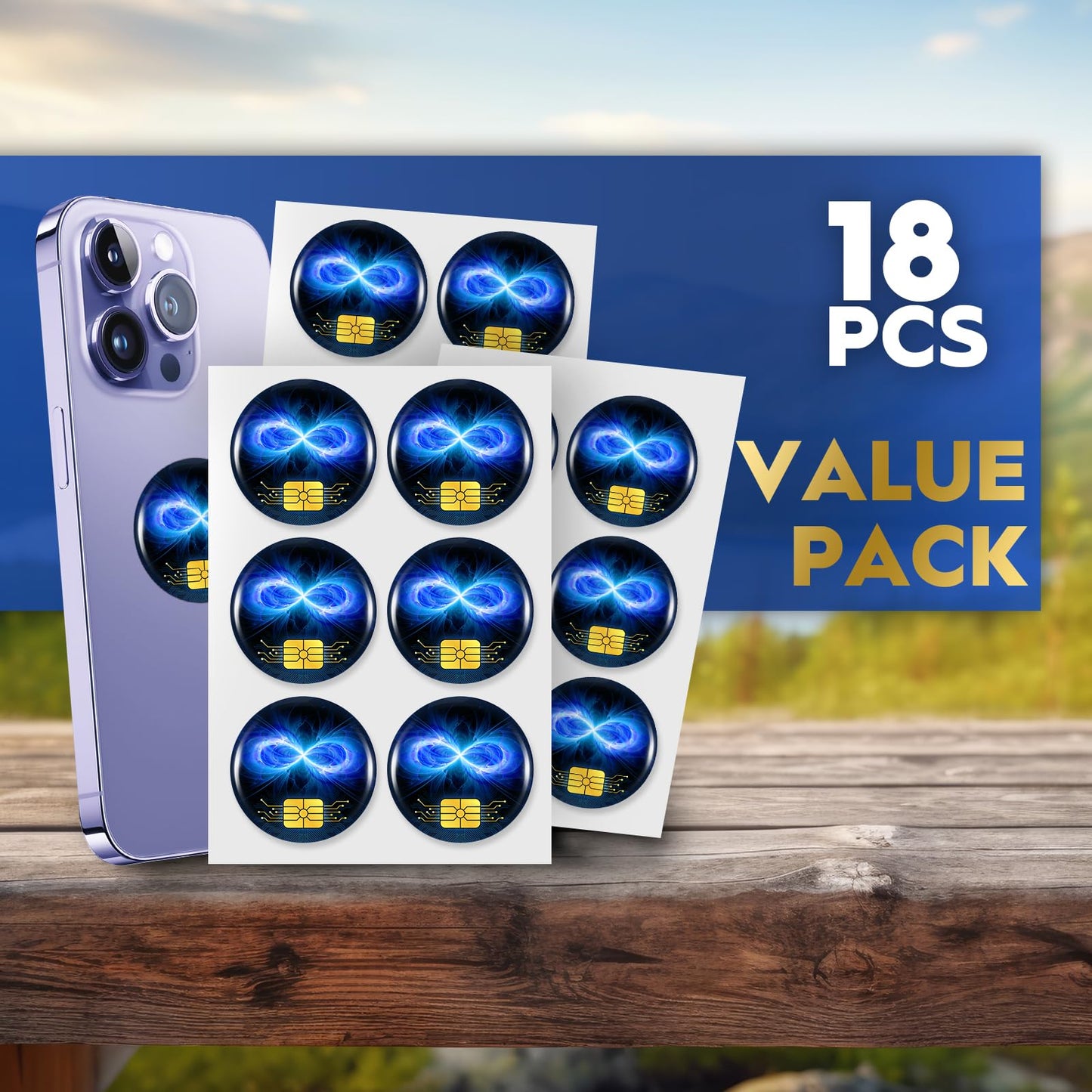 Zonon 18 Pieces Emf Stickers Emf Blocker for Cell Phone Radiation Equipment Neutralizers Devices Accessories for Laptops Computers(Blue Style)