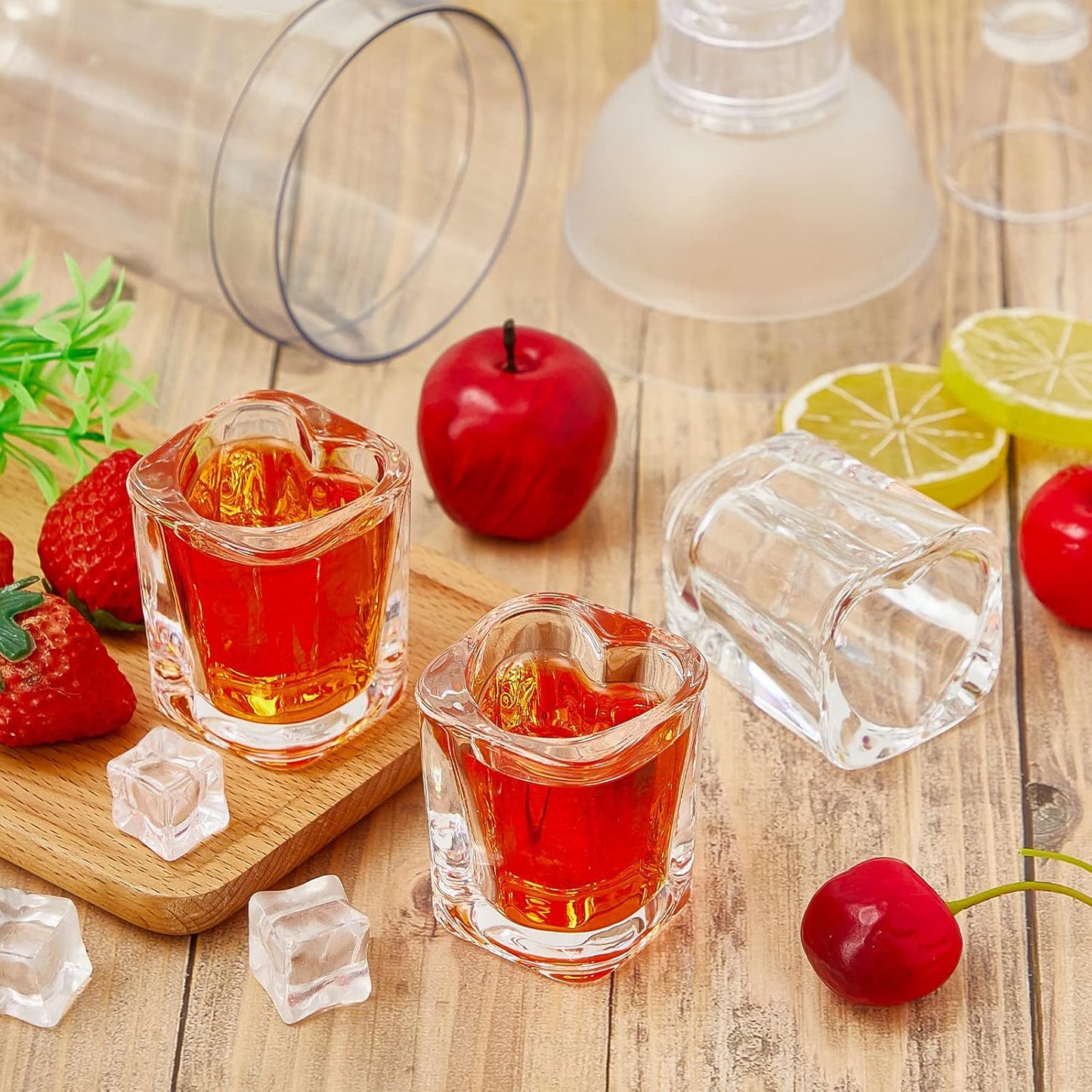 12 Set 1.5 oz Suclain Pieces Hearted Shaped Shot Glasses Valentine's Day Shot Glass Clear Cute wine Glasses with Base
