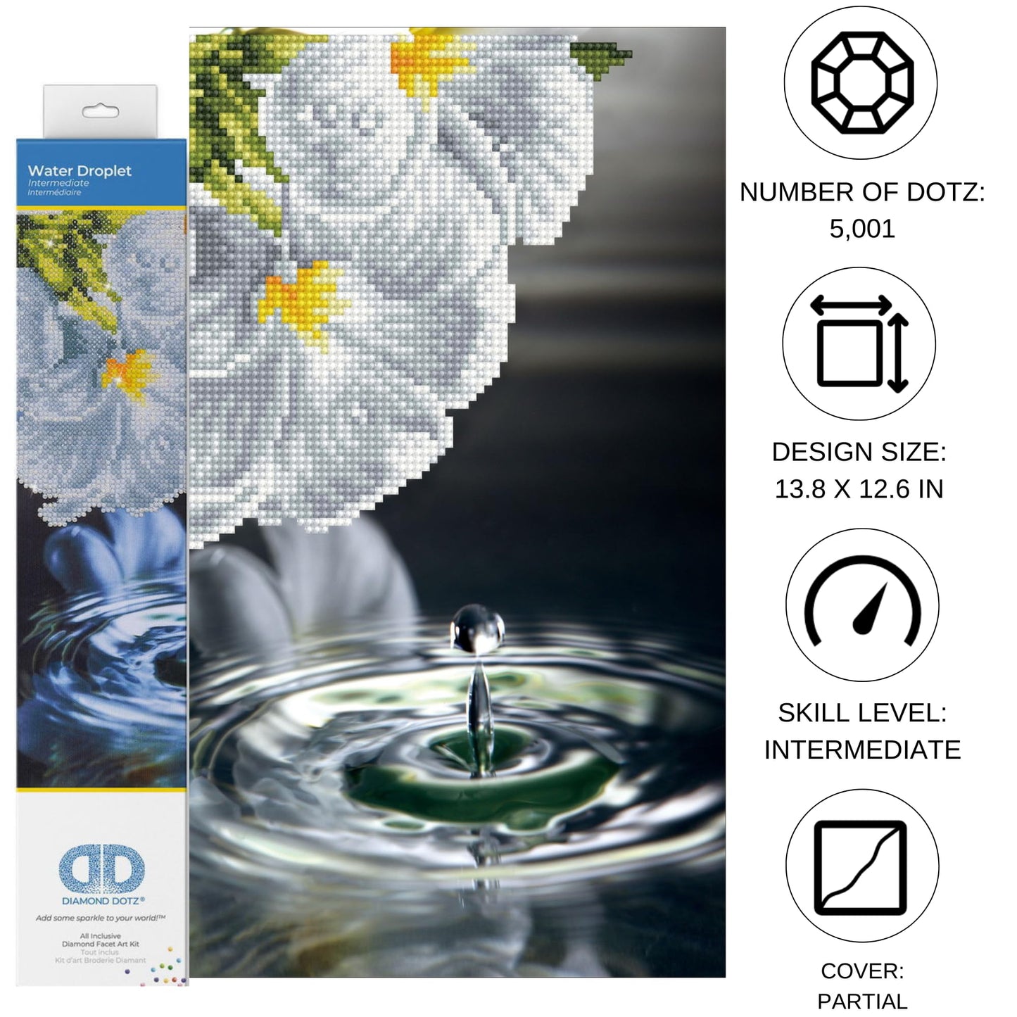 DIAMOND DOTZ Water Droplet Diamond Painting Kits for Adults - Diamond Art Kits a Relaxing Creative Craft Kit with Dotz Gems 14x13