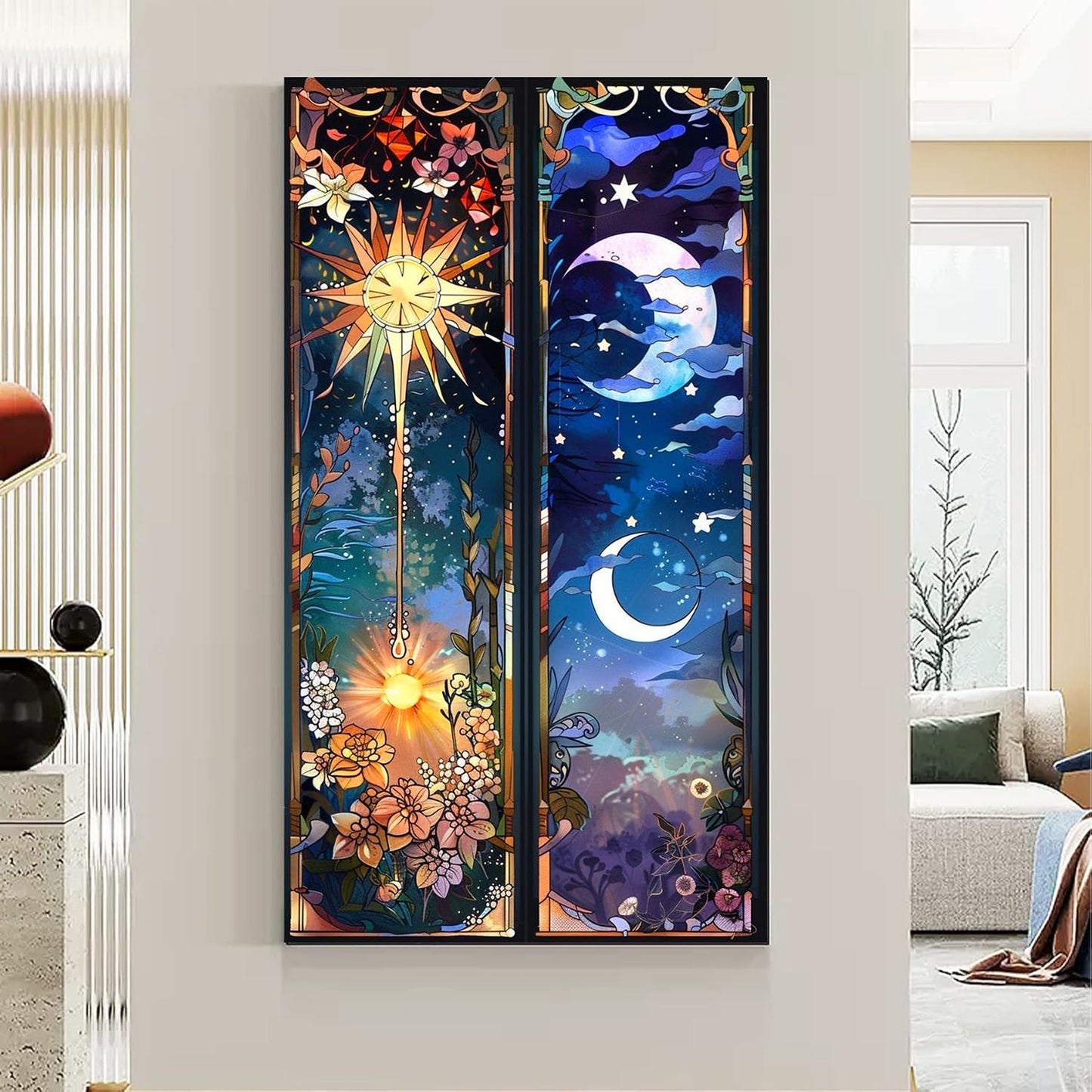 Axquilon Large Diamond Art Kits for Adults - Sun and Moon Diamond Painting Kits for Adults, 5D Round Full Drill Moon Gem Art Paint by Diamonds Pictures DIY Crafts Kits 16x28inch