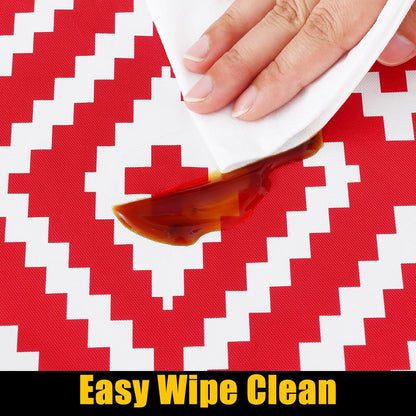 smiry Rectangle Picnic Table Cloth, Waterproof Elastic Fitted Outdoor Tablecloths for 4 Foot Tables, Red