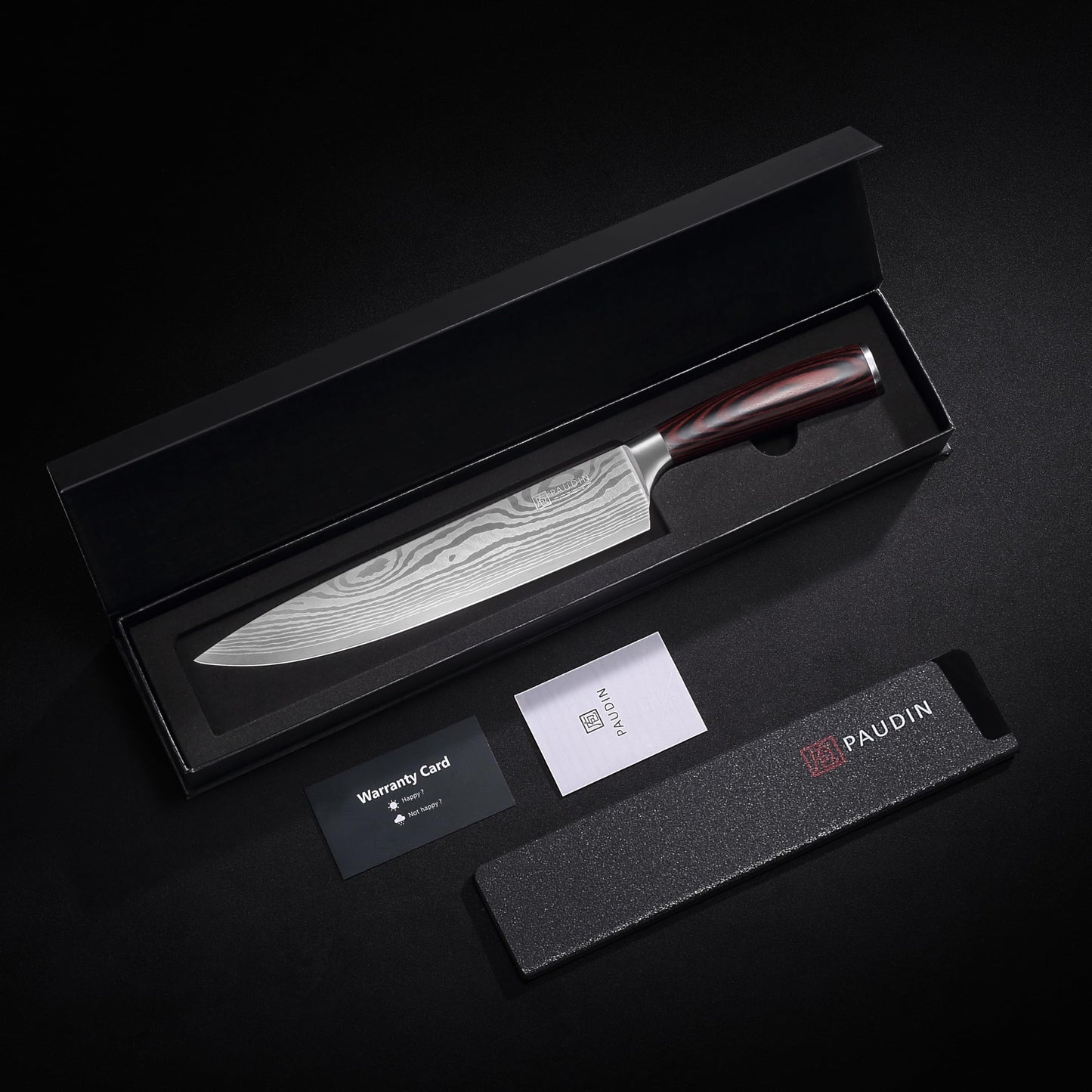 PAUDIN Chef Knife, 8 Inch High Carbon Stainless Steel Sharp Kitchen Knife with Ergonomic Handle, Gift Box for Family & Restaurant