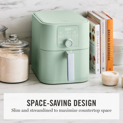 Martha Stewart 6QT Air Fryer, 6-in-1, Bake, Broil, Roast, Air Fry, Dehydrate, Reheat, Ceramic Non-Stick Basket, Crispy Results Fast, 400°F Max Temp, Shake Reminder, Auto Shut-Off, Honeydew Green