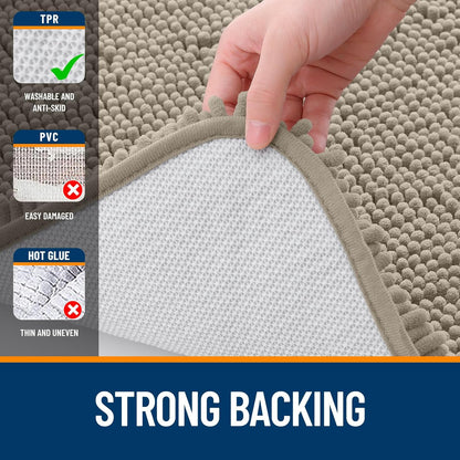 OLANLY Bathroom Runner Rugs - Soft Absorbent Chenille Bath Mats | Quick Dry, Machine Washable, 59x20 in Warm Taupe