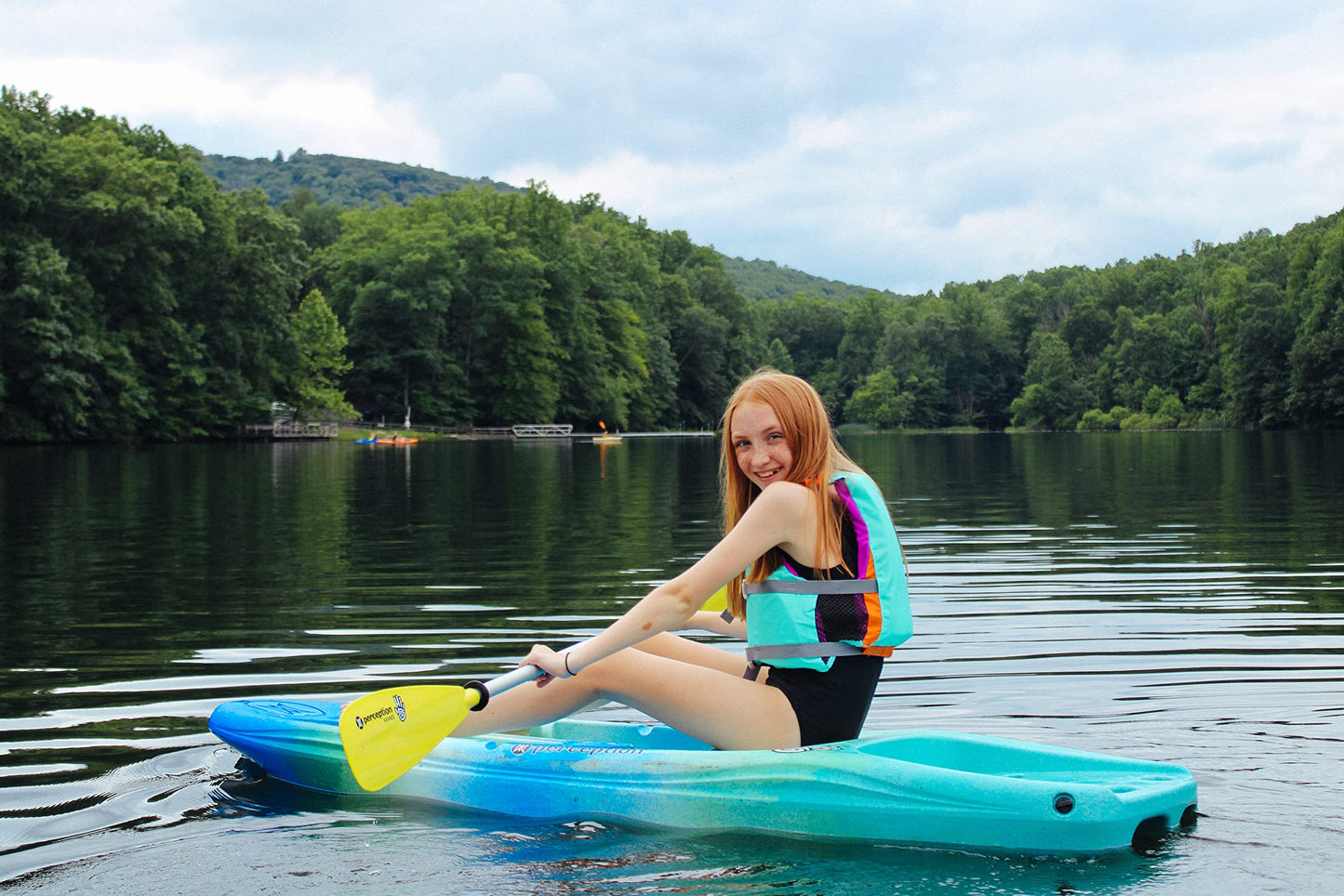Perception Hi Five Kids Kayak - Sit on Top - Up to 120 lbs with Paddle - 6.6 ft - Déjà Vu