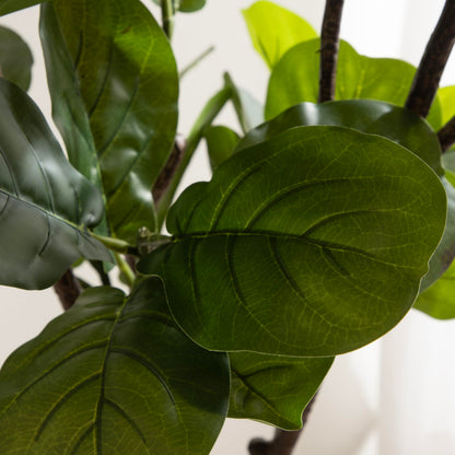 Kate and Laurel Fidmont Faux Fiddle Fig Tree with Jia Curved Planter Pot, 6 FT, Cream, Potted Artificial Tree Indoor with Realistic Foliage and Added Moss, Fake Plant for Living Room Decor