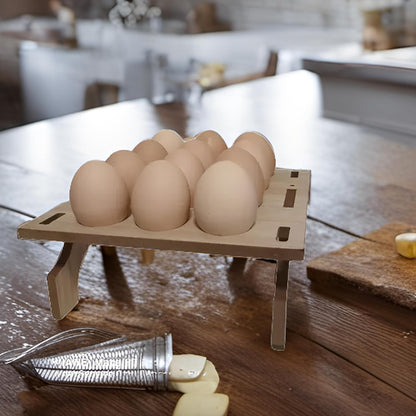 Stackable Wooden Egg Holder Countertop, Rustic Double Layer Egg Organizer for 24 Fresh Eggs, 2 pcs