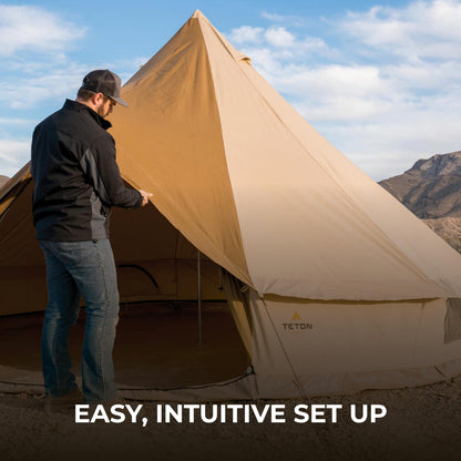 Teton Sierra 12 Canvas Bell Tent; Waterproof 12 Person Family Camping Tent, Brown