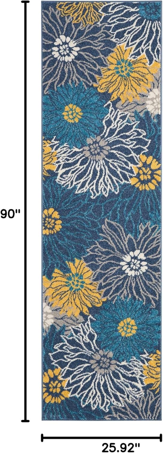 2'2" 7'6" (8' Nourison Home Passion Blue x Area Rug - Easy Clean, Non Shedding, Bed Room, Living Room, Dining Room