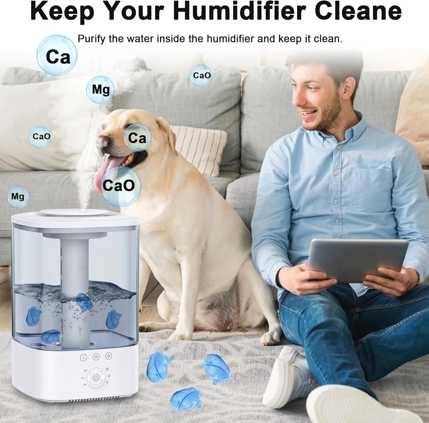 6-Pack Small Submarine Humidifier Tank Cleaner Blue, Purifies Water, Prevents Hard Water Build Up, Eliminates Odours