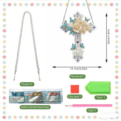 LPDJITO Cross Diamond Art Hanging Kits for Adults, Cross Diamond Art Suncatchers, 5D Special Shape Fall Diamond Painting Pendant Window Ornament Gifts for Home Garden Door Wall Decor