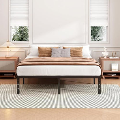 Hafenpo 18 Inch Full Bed Frame - Sturdy Metal Platform, No Box Spring Needed, Easy Assembly | Heavy Duty Black