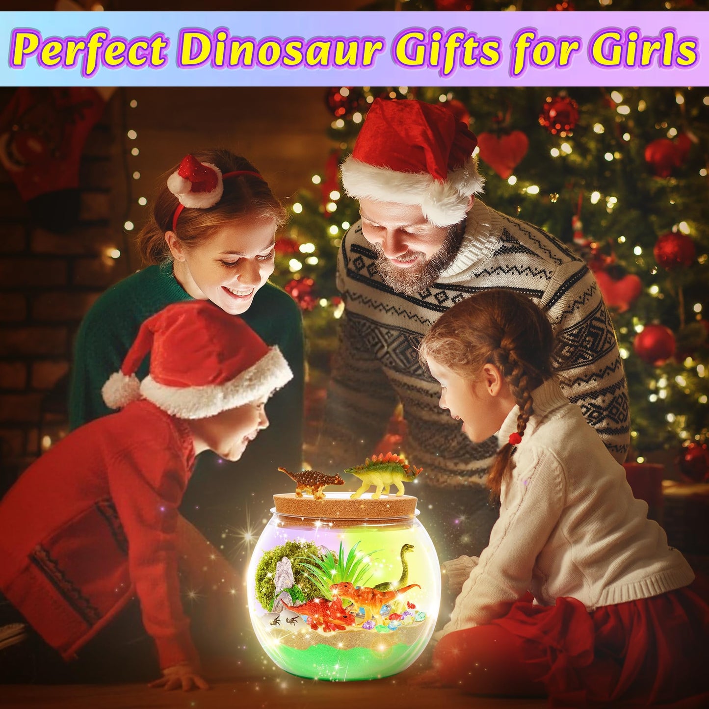 Hannstar Dinosaur Toys-Light Up Terrarium Kit for Kids, Night-Light DIY Dino Toys for Boys Ages 4 5 6 7 8-12, Birthday Easter Gifts for Boys, Arts and Crafts Kit for Kids