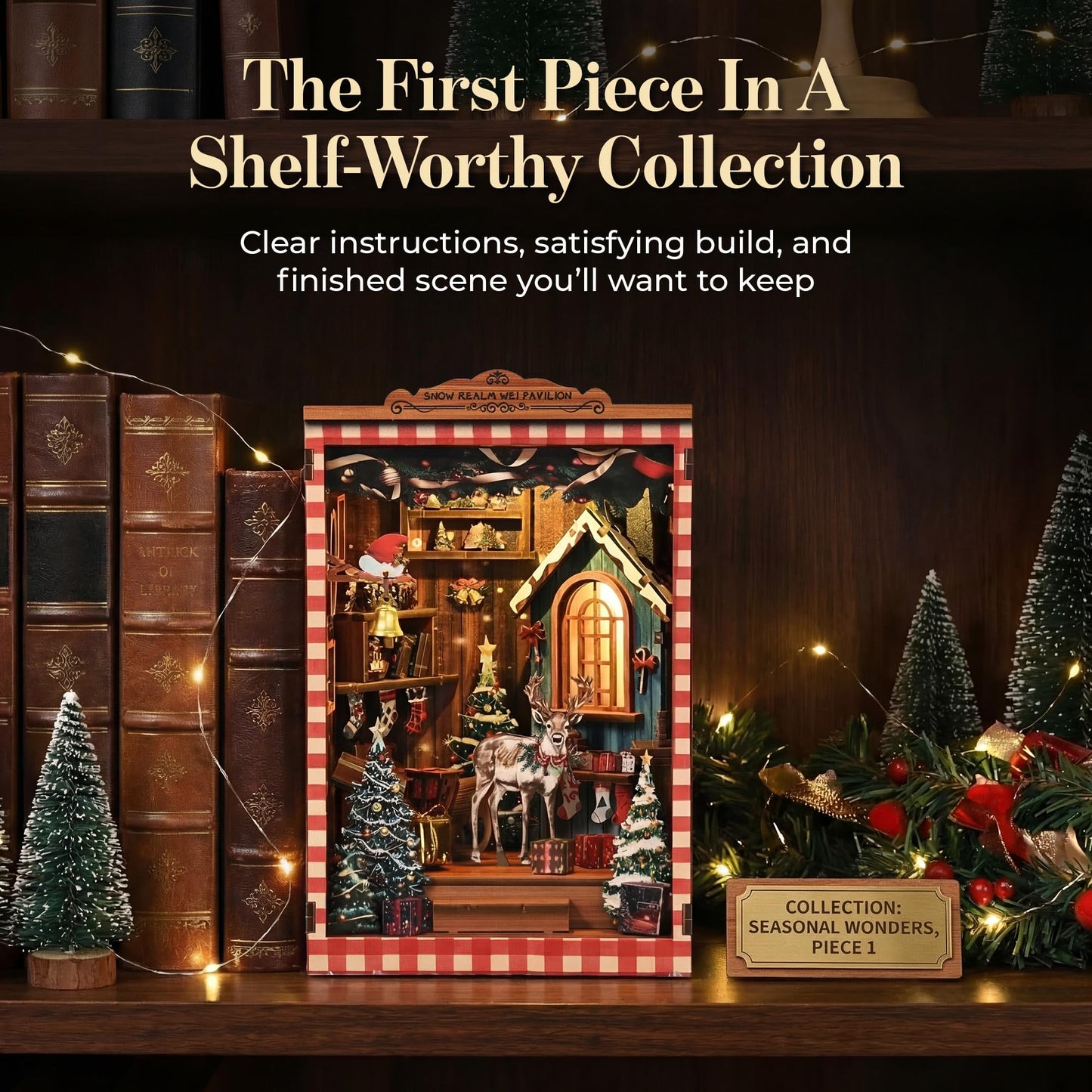 Book Nook Kit - DIY Miniature House Kit for Adults, Teens and Beginners, Booknook Library Tiny House Bookshelf Decor 3D Wooden Puzzle, Gifts for Family, Friends (Floral Reverie)
