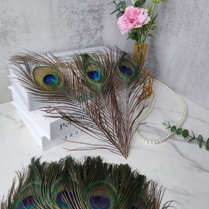 THARAHT 120pcs Peacock Feather Natural in Bulk 10-12 inch 25-30cm for Craft Vase Wedding Home Party Christmas Day Decoration Peacock Feathers