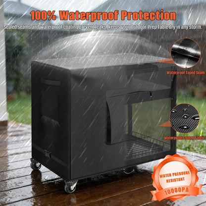 48 Inch 600D Outdoor Bar Cart Cover for BBQ Food Prep Table, Kovshuiwe Heavy Duty Oxford Fabric Outdoor Dining