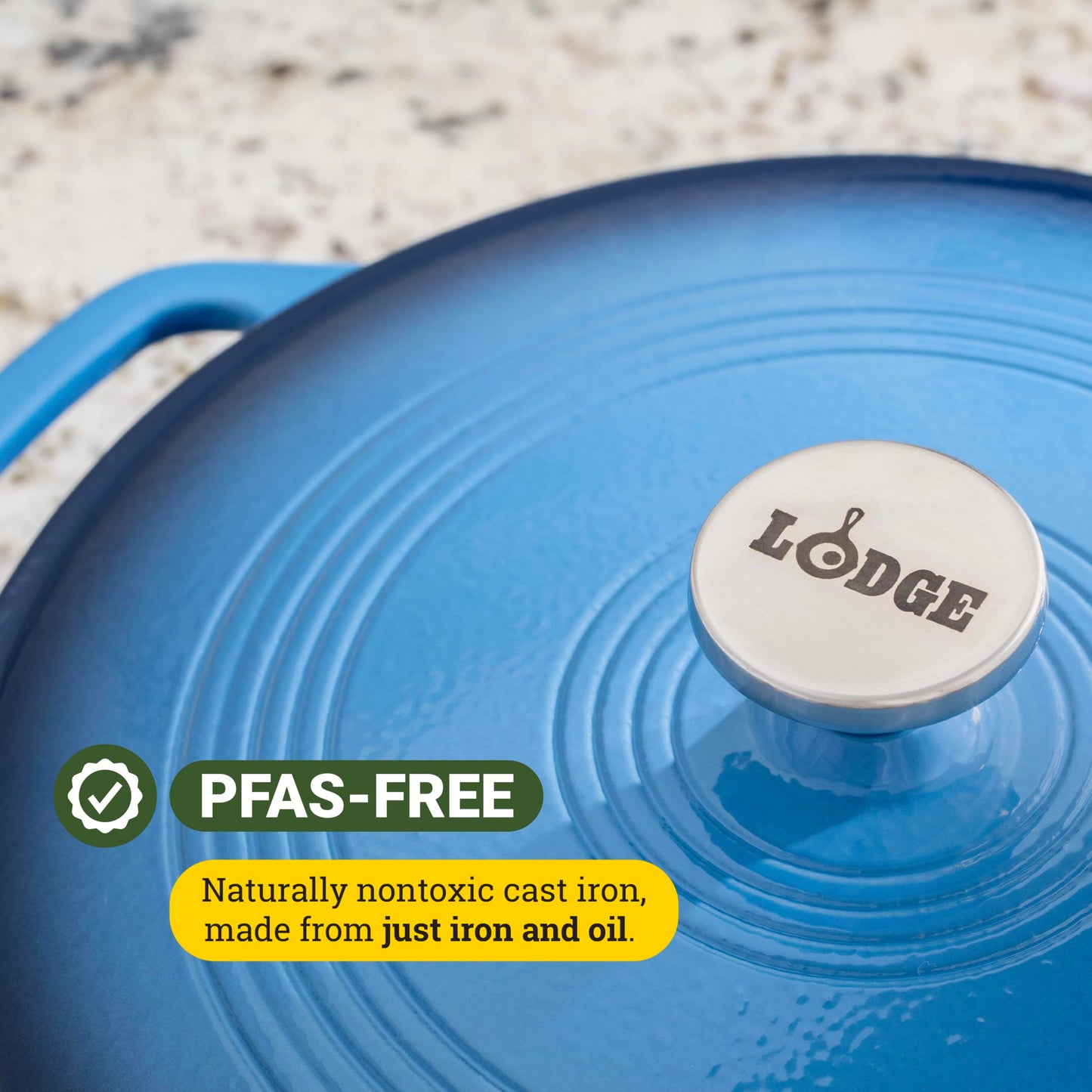 Lodge Essential Enamel Braiser - Refrigerator- & Oven-Safe up to 500° F - Heat-Retaining, Induction-Safe & PFAS-Free Enamel Cookware - 3.5 Quart, Caribbean Blue