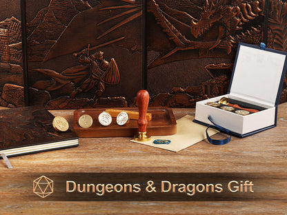 DND Wax Seal Stamp, Ideal Gift for Dungeons and Dragons/D&D Envelope Scroll. Fantasy Wax Seal Kit with Dragon/D20 Dice/Magic Potion/Caduceus, Great RPG Accessories Nerdy Gift for DND Lover DM & Player
