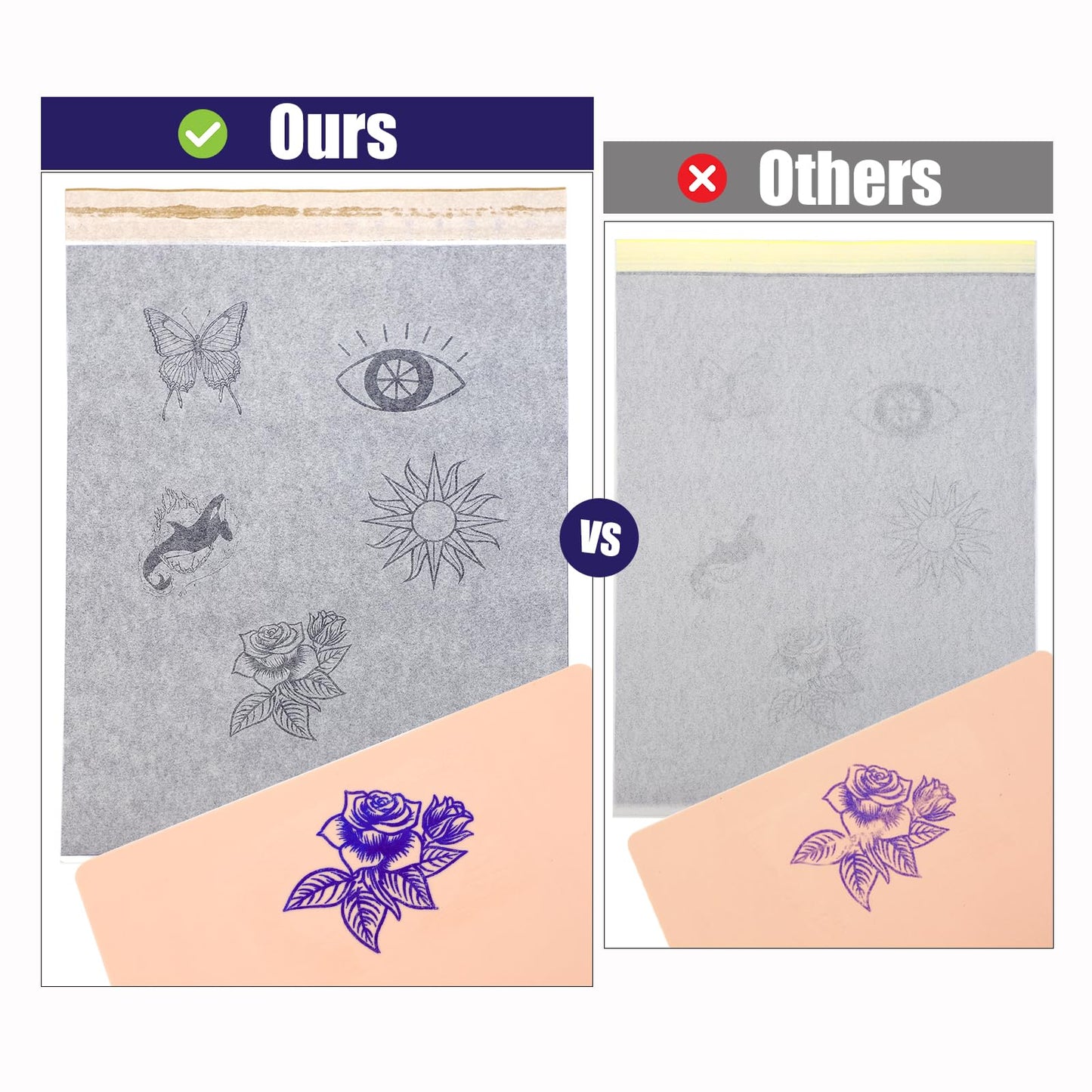 BIOMASER Upgraded Tattoo Transfer Paper,100 Sheets Tattoo Stencil Paper for tattooing,A4 size Tattoo Printer Paper 4 Layers Thermal Transfer Tracing Paper DIY Tattoos with Easy-Tear Perforation