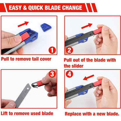 WORKPRO 18mm Retractable Utility Knife, Heavy Duty Snap-off Box Cutter with 10-Piece SK5 Blades for Cartons, Cardboard and Boxes, Perfect for Office and Home Use