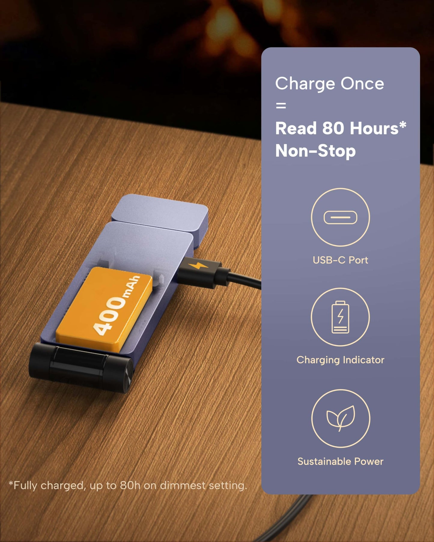 86lux Book Light, Rechargeable Clip-On LED Reading Light for Bed & Night Use - 3 Color Temperatures with Stepless Dimming, Ultralight Bookmark Design for Kids, Book Lovers, Grey