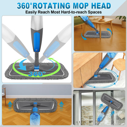 BPAWA Spray Mops for Floor Cleaning - Microfiber Wet Dry Dust Mop for Hardwood Laminate Wood Tile Vinyl Floors with 3 Washable Pads fit for Swiffer PowerMop