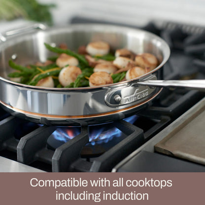 All-Clad Copper Core 5-Ply Stainless Steel Cookware Set, 5 Piece, Induction, Oven Broiler Safe 600F, Pots and Pans, Sauce Pan, Saute Pan, Cookware, Silver