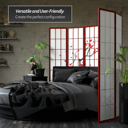 Red Lantern 6 ft. Tall Flower Blossom Divider - Rosewood - 4 Panels