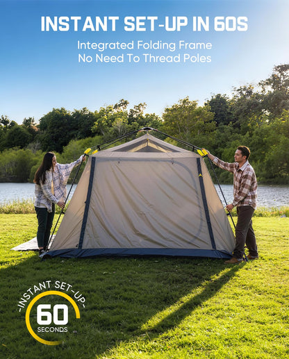 FanttikOutdoor Zeta C10 Apex Canopy Tent, 10 Person Instant Cabin Tent Setup in 60s, Family Tent with Carry Bag for Family Camping & Hiking, Waterproof, Upgraded Ventilation
