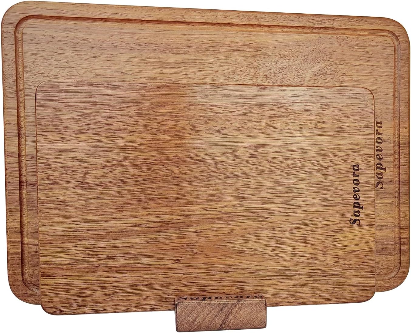 Sapevora Set 15x10.2&11.8X7.9 Solid Teak Wood Cutting Board One Piece Non Glued Large Thick Crack Resistant Wooden