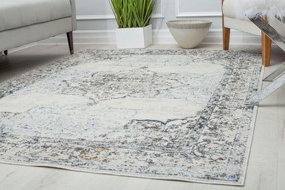 Rugs America Prescott PS35C White Bay Blossom Transitional Vintage 8x10 Area Rug, 8'0"X10'0"