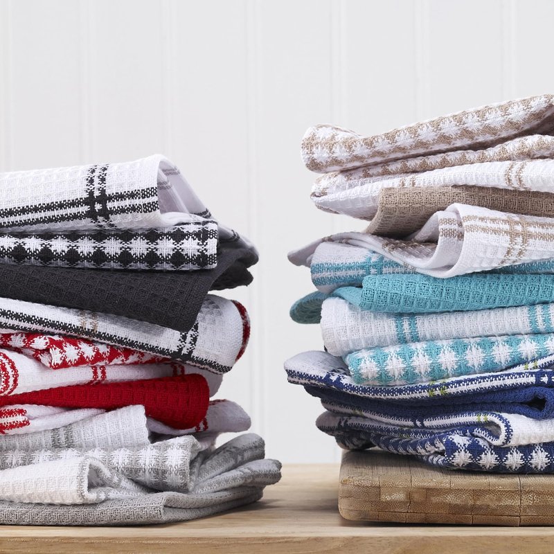 T-Fal Premium Waffle Dish Cloths: Highly Absorbent, Super Soft Long Lasting - 100% Cotton, 12"x13" Towel for Cleaning & Drying, (8-Pack), Sand