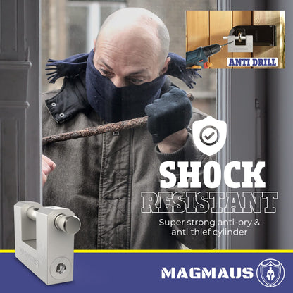 Magmaus® RTL/60 Heavy Duty Lock for Shipping Container - [Weatherproof] - Secure Outdoor Lock for Storage Unit, Gate, Shed, Fence, Door - 3 Keys
