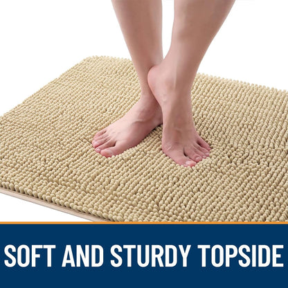 OLANLY Dog Door Mat - Absorbent Non-Slip Chenille Mat for Muddy Paws | 59x35 Inches, Beige