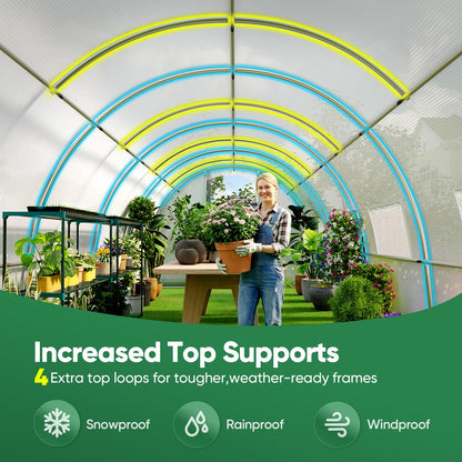 Quictent 20x10x6.6 FT Premium Greenhouse for Outdoors with 2 Door Frames, Reinforced Top Structure & Cover, Large Heavy Duty Walk-in Tunnel Hoop Green House for Garden Backyard Flower Winter, White
