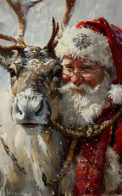CVURMFH 5D Winter Diamond Art Kits for Adults Beginners,Xmas Christmas Santa Claus Deer Diamond Art,DIY Full Round Drill Christmas Diamond Painting Kits for Adults 16x20 Inch