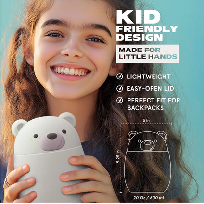 asobu Bestie Foodie Kids Insulated Food Jar – Cute Character Lunch Container for Children, BPA-Free Stainless Steel, Leakproof & Vacuum Sealed, Keeps Food Hot or Cold, Easy to Clean, 16oz