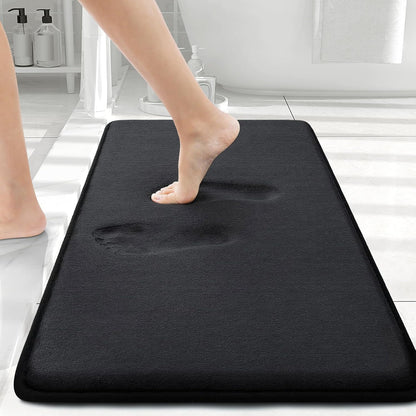 Smiry Memory Foam Bath Mat - Extra Soft, Absorbent, Non-Slip Bathroom Carpet | 30x20, Black