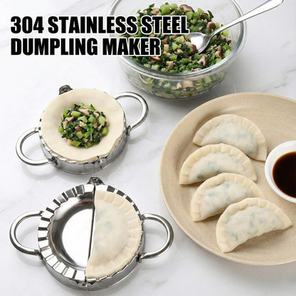 304 Stainless Steel Dumpling Maker Set - Professional 6-Piece Dumpling Press & Empanada Mold Kit (2.9", 3.3", 3.7") Heavy Duty Rust-Proof Pierogi Maker for Gyoza & Ravioli Dishwasher Safe