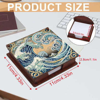 JISHSHAY Diamond Painting Note Box Sea Wave Diamond Art Sticky Note Holder Gem Art Notecard Box Gem Painting Mosaic Kits for Adults Embroidery Kit Memo Pad Holder, Contains 160 Sheets of Paper