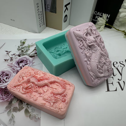 3D Mermaid Soap Mold Fish Tail Candle Wax Molds,Silicone Soap Mold for Handmade Soaps, Lotion Bars Bath Bombs Polymer Epoxy Resin Art Crafts Mould