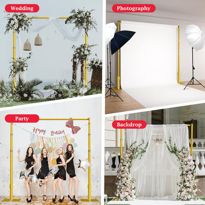 EMART Pipe and Drape Backdrop Stand Kit, 12ftx10ft Heavy Duty Adjustable Photo Background, Metal Frame with Flat Base for Wedding, Birthday Party, Banquet Decorations - Gold