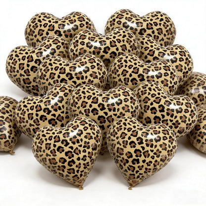 12 Pcs Leopard Print Heart Balloons 18 Inch cheetah Heart Shaped Foil Balloons for Valentine's Day Wedding Bridal Shower Engagement Birthday Party Camo Animal Jungle Party Supplies