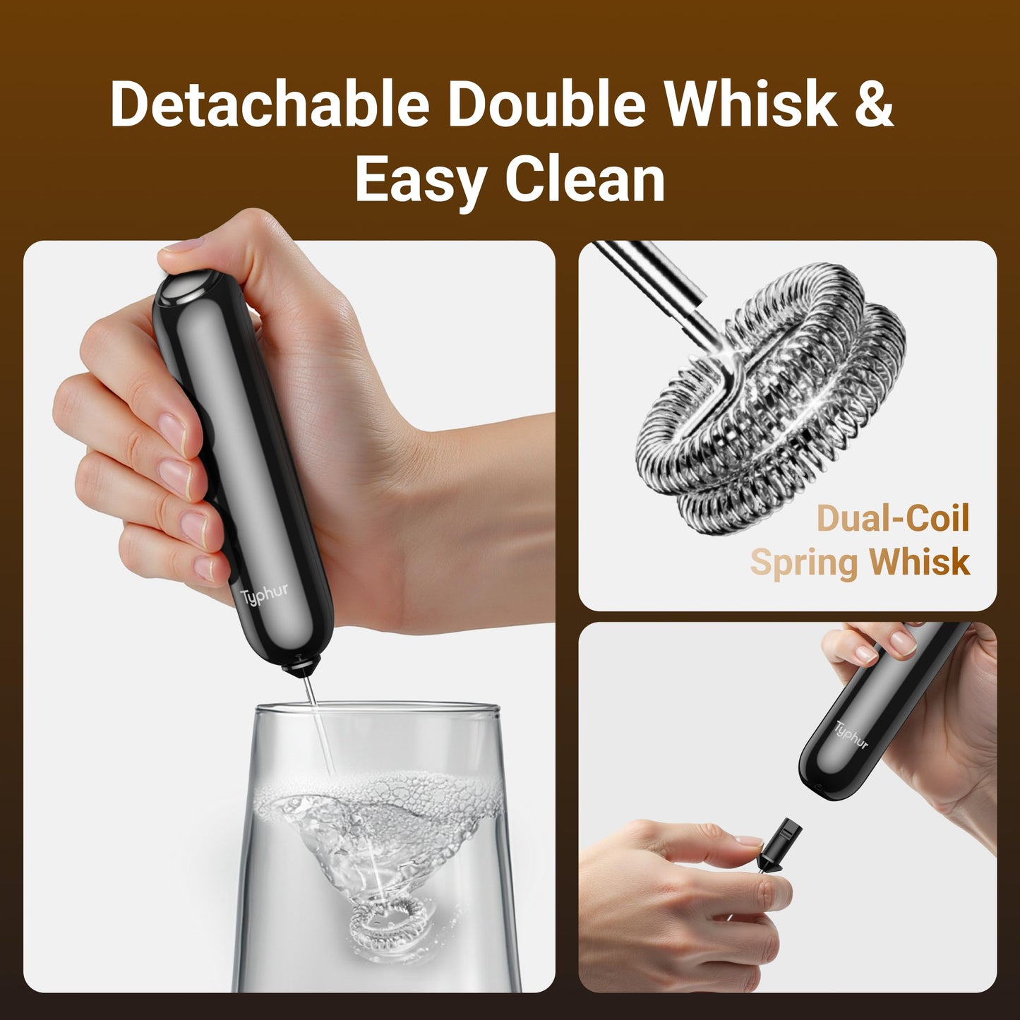 InstaWhisk Milk Frother with Variable Speed, Battery Operated Handheld Coffee Foam Frother Wand, Electric Drink Mixer with Stand & Detachable Double Whisk, Stainless Stirrer for Latte, Matcha, Protein