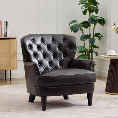 Christopher Knight Home Tafton Tufted Leather Club Chair, Brown 35D x 33.5W x 34.5H in