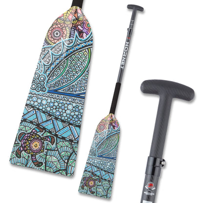 Hornet Watersports Dragon Boat Paddle - Turtle Design - Adjustable Carbon Fiber Dragon Boat Paddle - IDBF Approved - Dragon Boat Accessories (Clamp Adjustable)