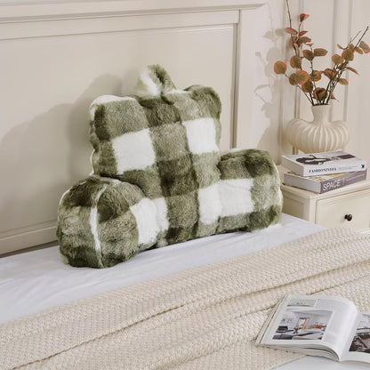 18inch-Sage Reading Pillows for Boyfriend Adult,Velvet Back Pillow Bed Wedge Large, Back Rest Support Cushion