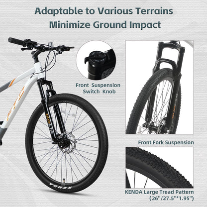 AVASTA 27.5-inch Mountain Bike for Man Male and Woman Female Adult with Lightweight Aluminum Alloy Frame and Dual Disc Brakes,Front Suspension,21-Speed Gear Shifters,Hidden Brake Cables,Golden