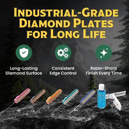 GATCO Ultimate Diamond Knife Sharpening Kit – Professional 5-Stone Guided Sharpener System with Coarse, Medium, Fine & Serrated Hones | Precision Tool w/Oil & Case for Kitchen, Field & Hunting Knives
