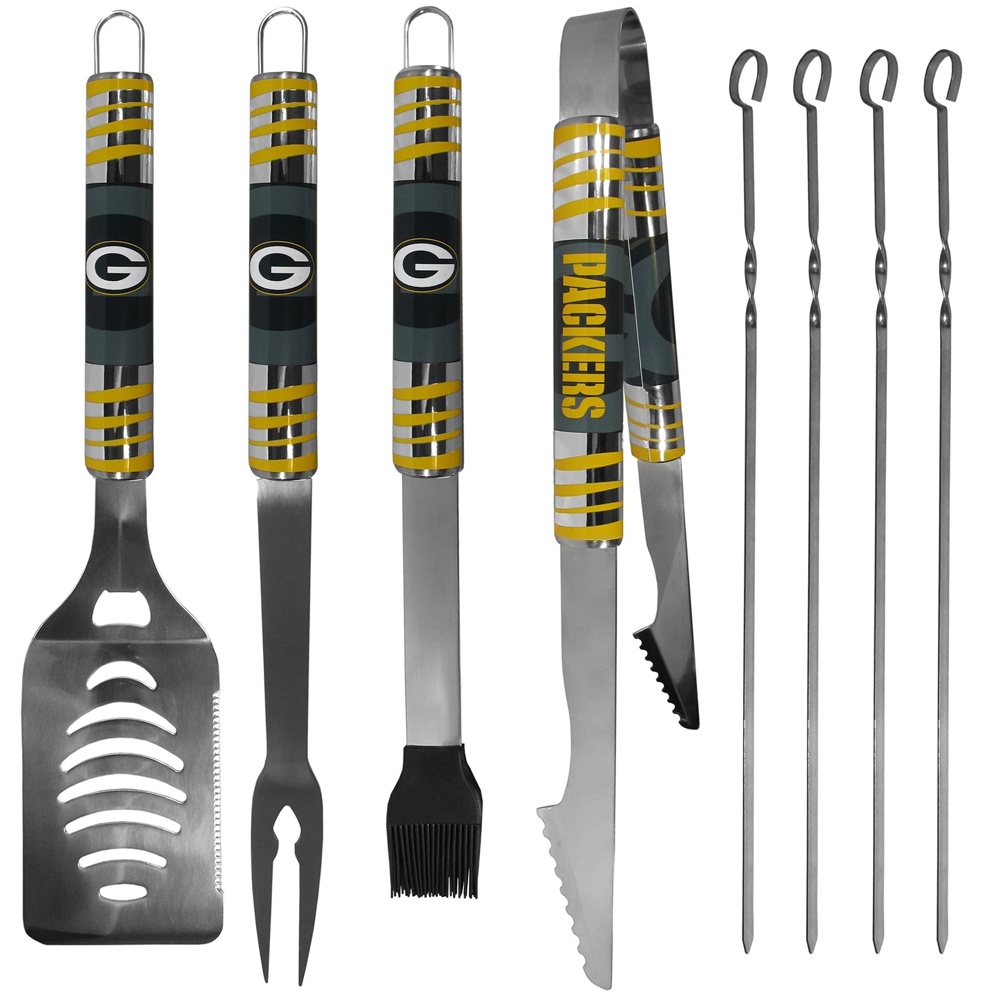 NFL Siskiyou Sports Fan Shop Green Bay Packers Steel Tailgater BBQ Set w/Case 8 piece Gray